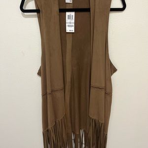 Light brown buttery, soft suede, like fringe vest